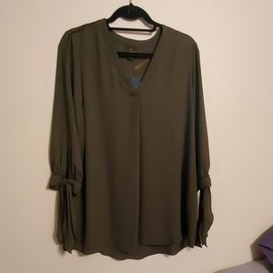 Olive green blouse. New w/ Tags. Size Large.